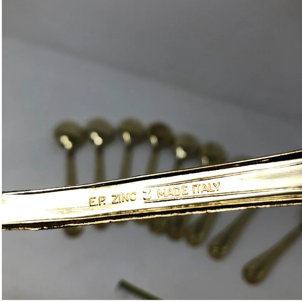 Vintage EP Zinc Gold Tone Ornate Floral Scroll Teaspoons Set of 10 Demitasse